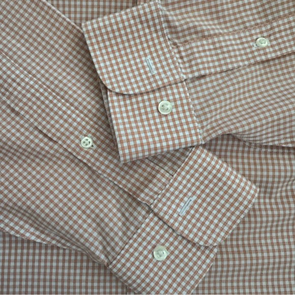 Brooks Brothers Orange and White Gingham Long Sleeve Button Down Shirt Size M - Picture 5 of 10